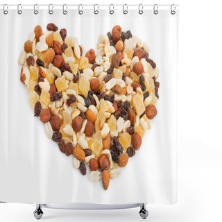 Personality  Mixture Of Nuts And Candied Fruits Isolated On A White Backgroun Shower Curtains