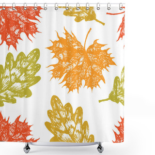Personality  Oak And Maple Leaves Background Shower Curtains