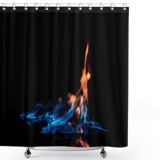 Personality  Close Up View Of Burning Orange And Blue Flame On Black Background Shower Curtains