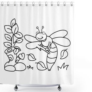 Personality  Cute Cartoon Dragonfly On White Background For Childrens Prints, T-shirt, Color Book, Funny And Friendly Character For Kids Shower Curtains