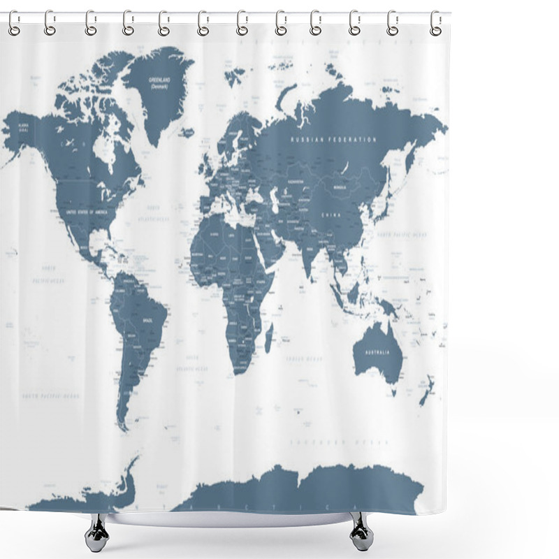 Personality  Political Grayscale World Map Vector Shower Curtains