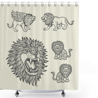 Personality  Lion Pattern Decoration Shower Curtains