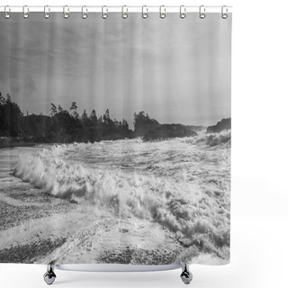 Personality  Seafoam On The Beach, Pacific Rim National Park Reserve, Tofino, Vancouver Island, British Columbia, Canada Shower Curtains