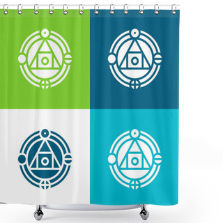 Personality  Alchemy Flat Four Color Minimal Icon Set Shower Curtains
