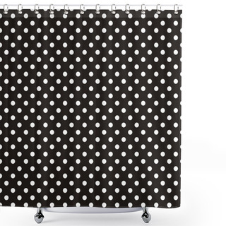 Personality  Seamless Vector Dark Pattern With White Polka Dots On Black Background. Shower Curtains