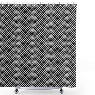 Personality  Diagonal Checkered Pattern Of Fine Lines. Black And White Vector Illustration. Abstract Geometric Monochrome Texture Shower Curtains