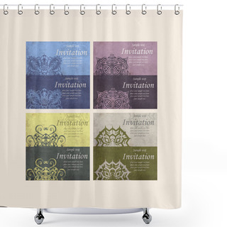 Personality  Set Of Beautiful Retro Cards - For Invitation Shower Curtains