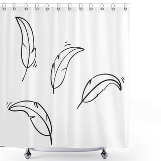 Personality  Doodle Feather Wing Illustration With Handdrawn Doodle Style Shower Curtains