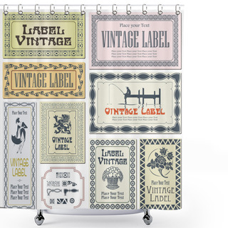 Personality  Border Style Labels On Different Versions (brushes Included) Shower Curtains