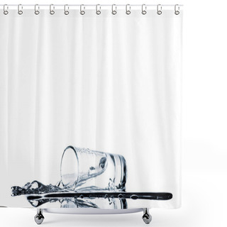 Personality  Clean Water Spilling From Glass Isolated On White Shower Curtains