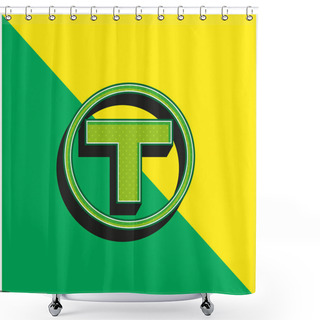 Personality  Boston Metro Logo Green And Yellow Modern 3d Vector Icon Logo Shower Curtains