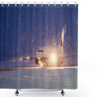 Personality  Plane On The Runway Preparing For Take-off Shower Curtains