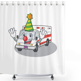 Personality  Funny Clown Ambulance Cartoon Character Mascot Design Shower Curtains