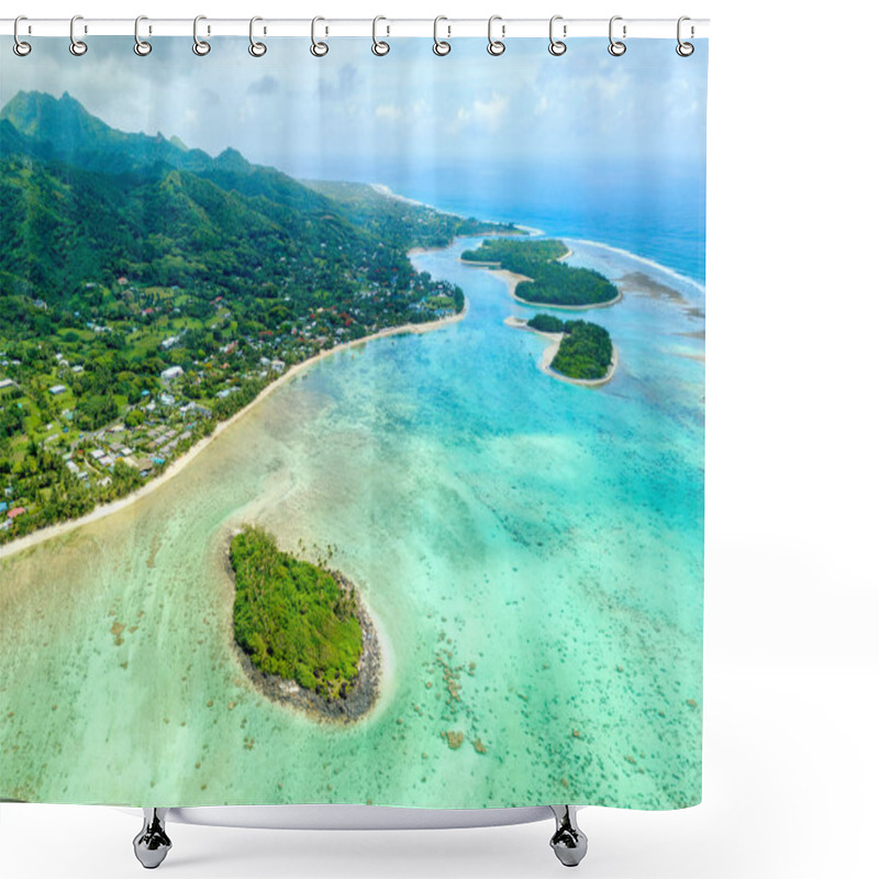 Personality  An Aerial View Of Muri Lagoon On Rarotonga In The Cook Islands Shower Curtains