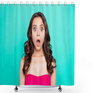 Personality  Sale And Discount Advertisement Concept. Portrait Of Sweet, Gorg Shower Curtains