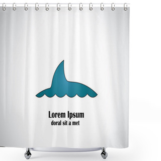 Personality  Blue Shark Or Dolphin Or Whale Fin Swimming On Sea Ocean Surace. Simple Illustration Of A Big Young Mammal Swimming Out Of The Water Surface - Danger Concept Symbol Art Shower Curtains