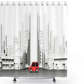 Personality  Cars On The Street Building Shower Curtains