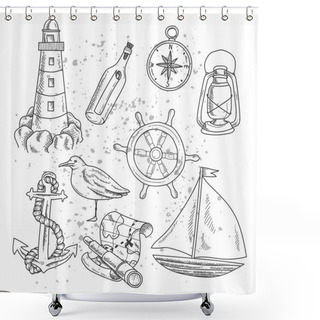 Personality  Nautical Set Objects Shower Curtains