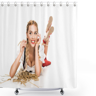 Personality  Girl With Wheat Ears  Shower Curtains