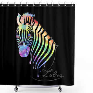 Personality  Colored Zebra On Black Shower Curtains