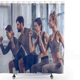 Personality  Sporty People Exercising In Gym  Shower Curtains