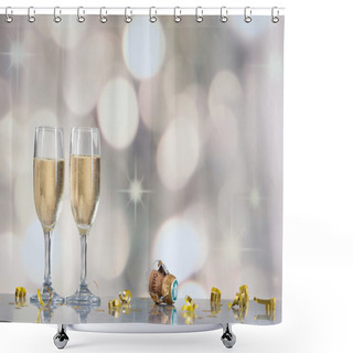 Personality  Festive Champagne Flutes Shower Curtains