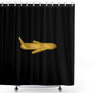 Personality  Airplane Gold Plated Metalic Icon Or Logo Vector Shower Curtains