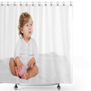 Personality  Toddler Girl With Ball Shower Curtains