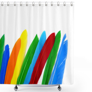 Personality  Feathers Of Different Colors Isolated On A White Background Shower Curtains