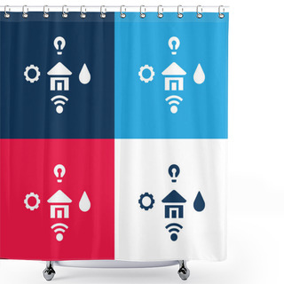 Personality  Amenities Blue And Red Four Color Minimal Icon Set Shower Curtains