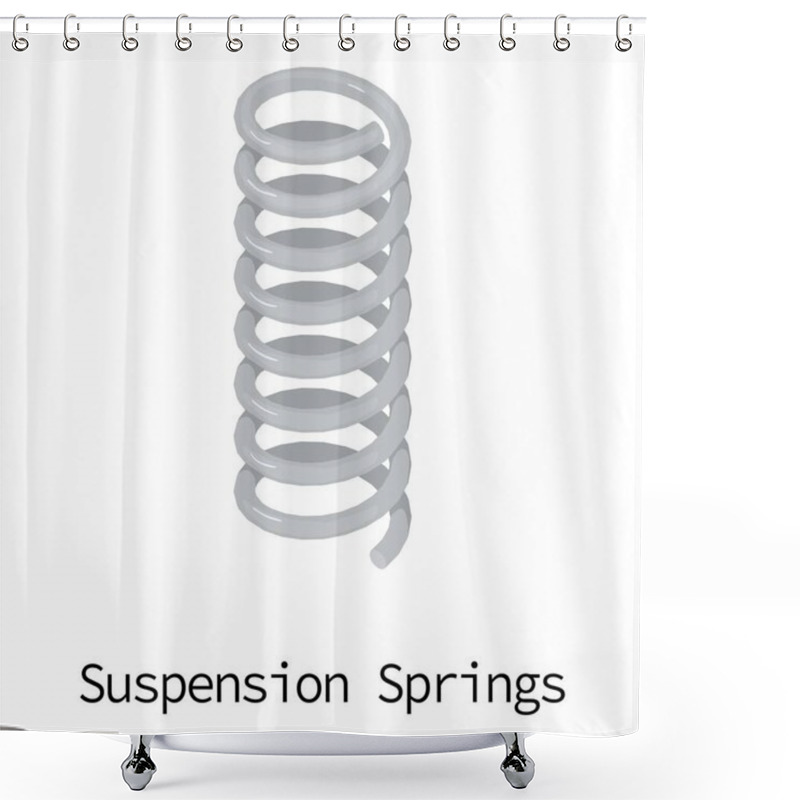 Personality  Suspension Spring Icon, Isometric 3d Style Shower Curtains