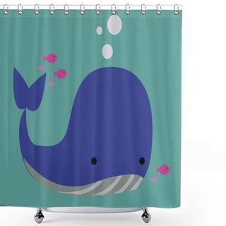 Personality  Vector Illustration Of A Whale. Shower Curtains