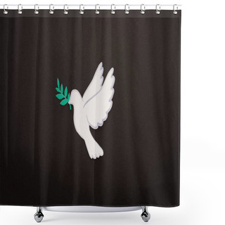 Personality  Top View Of White Dove As Symbol Of Peace On Black Background Shower Curtains