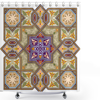 Personality  Arabesque Pattern With Detailed Ornament Shower Curtains