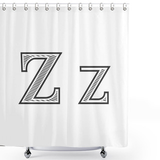 Personality  Font Tattoo Engraving Letter Z With Shading Shower Curtains