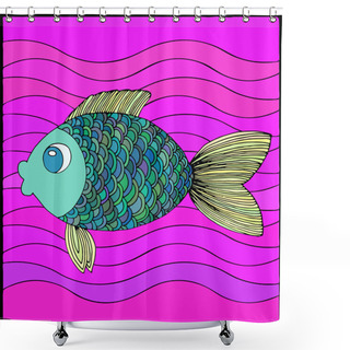 Personality  Vector Illustration Fish Shower Curtains