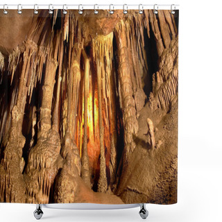 Personality  Cave Dark Interior With Light, Stalactites And Stalagmites Shower Curtains