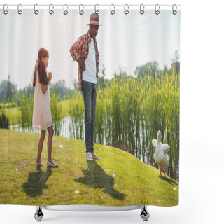 Personality  Granddaughter And Grandfather With Goose Shower Curtains