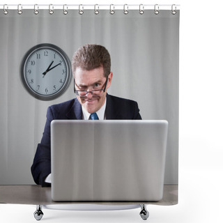 Personality  Crazy Businessman On Laptop Computer Shower Curtains