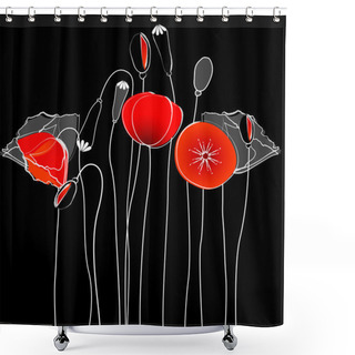 Personality  Beautiful Poppies Background Illustration Shower Curtains