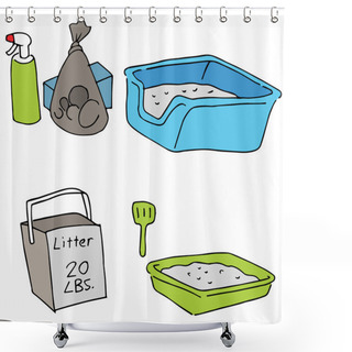 Personality  Cat Litter Objects Shower Curtains
