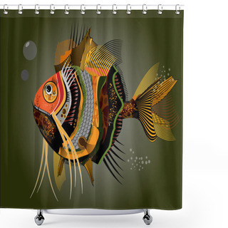 Personality  Abstract Fish. Vector Illustration Shower Curtains