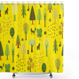 Personality  Forest Trees Seamless Pattern Shower Curtains