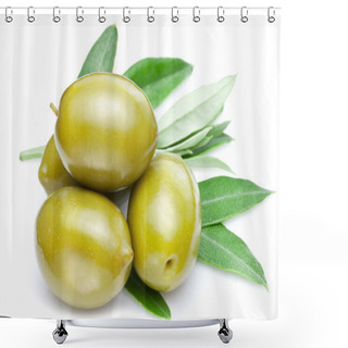 Personality  Green Olives With Leaves Shower Curtains