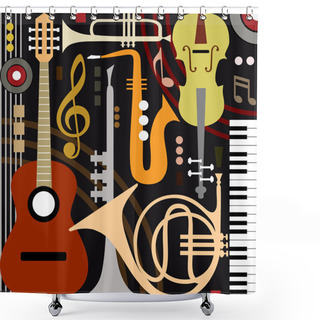Personality  Abstract Musical Instruments Shower Curtains