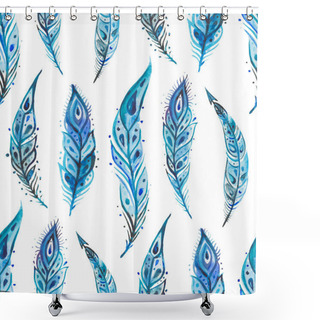 Personality  Watercolor Feathers Background Shower Curtains