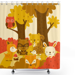 Personality  Super Cute Woodland Creatures In Whimsy Forest Shower Curtains