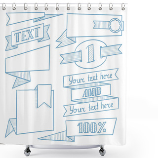 Personality  Set Of Vintage Ribbons, Frames And Elements. Shower Curtains