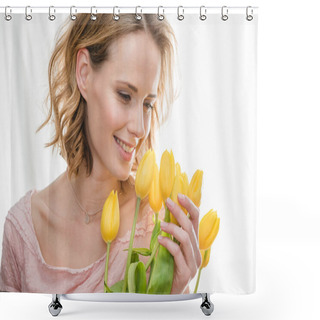 Personality  Woman Holding Bouquet Shower Curtains