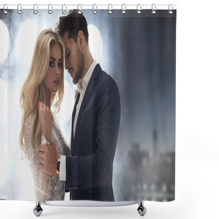Personality  Adorable, Elegant Lady Seducing Her Handsome Boyfriend Shower Curtains